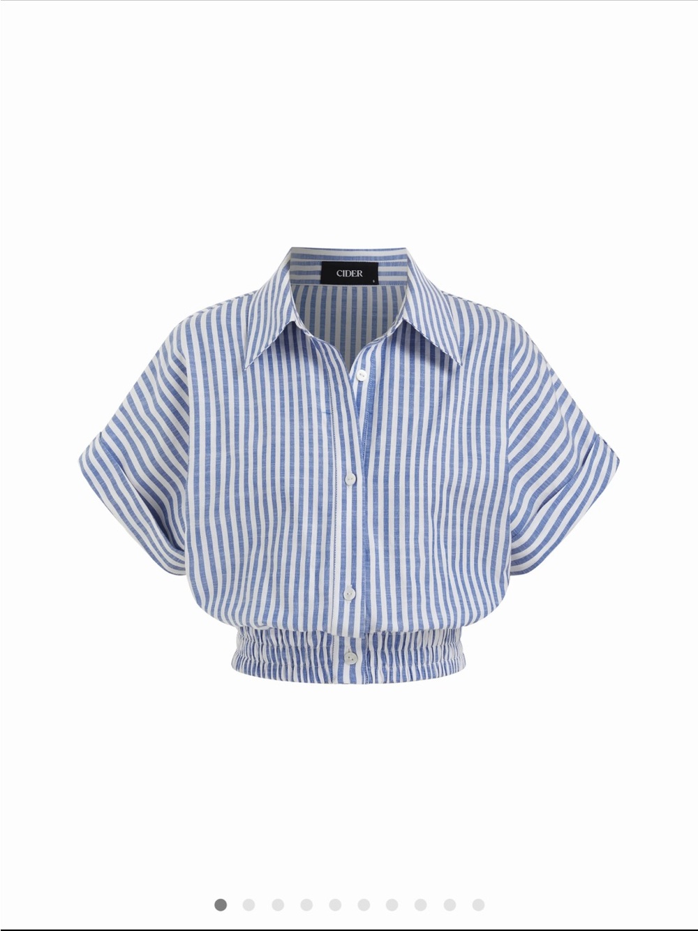 Cider Blue & White Striped Cropped Button-Down Shirt